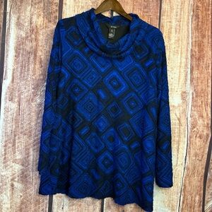 Ali Miles Royal Blue and Black Textured Top